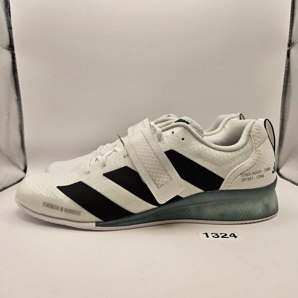 ADIDAS ADIPOWER MEN\'S 14 WEIGHTLIFTING SHOES IH8233 WHITE BLACK CLEAR SOLE NWOB
